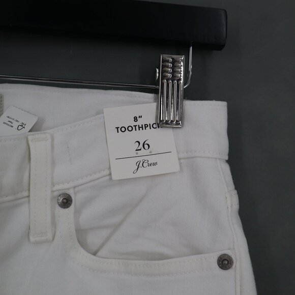 J. Crew 8" Toothpick Jean Women 26 White Boho Minimalist Crisp Classic Basic NWD - Picture 3 of 10